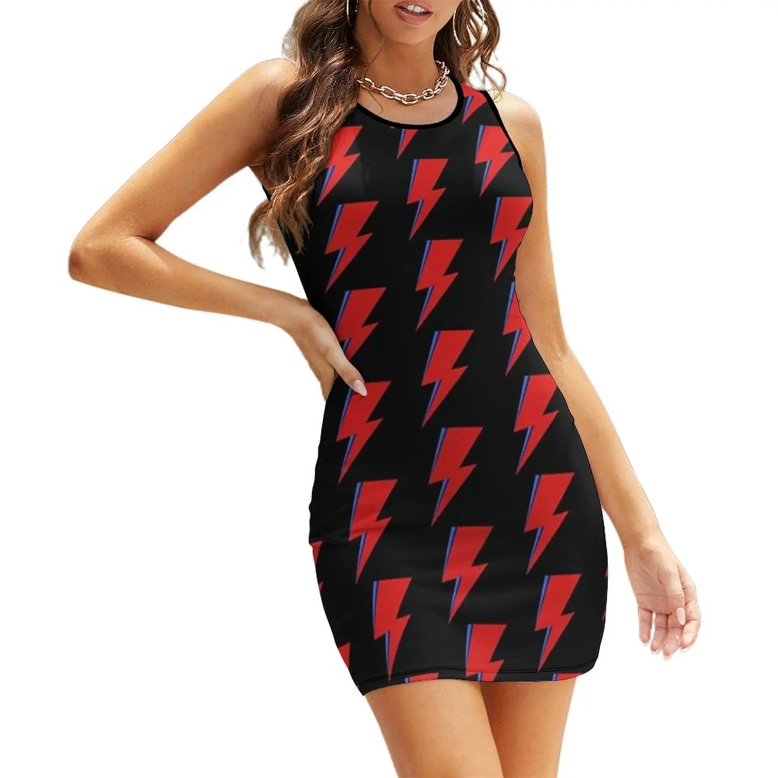 

The Rock & Roll Lightning Bolt Sleeveless Sundress Women dresses summer Cocktail of dresses Clothing