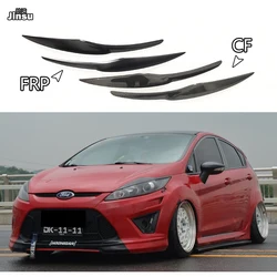 Carbon Fiber Car Headlight Eyebrows For Ford Fiesta MK7 2009 - 2012 Fiber Glass FRP Primer Front Bumper Lamp Cover Eyelids 2Pcs