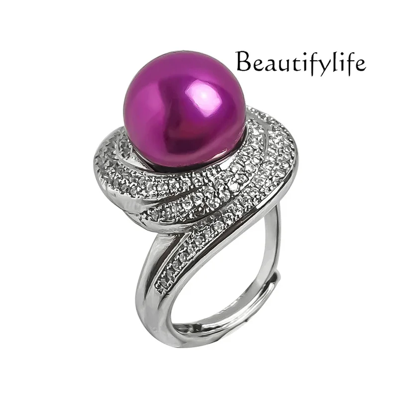 Light luxury new pearl ring niche high-end sense light luxury unique opening holiday gift