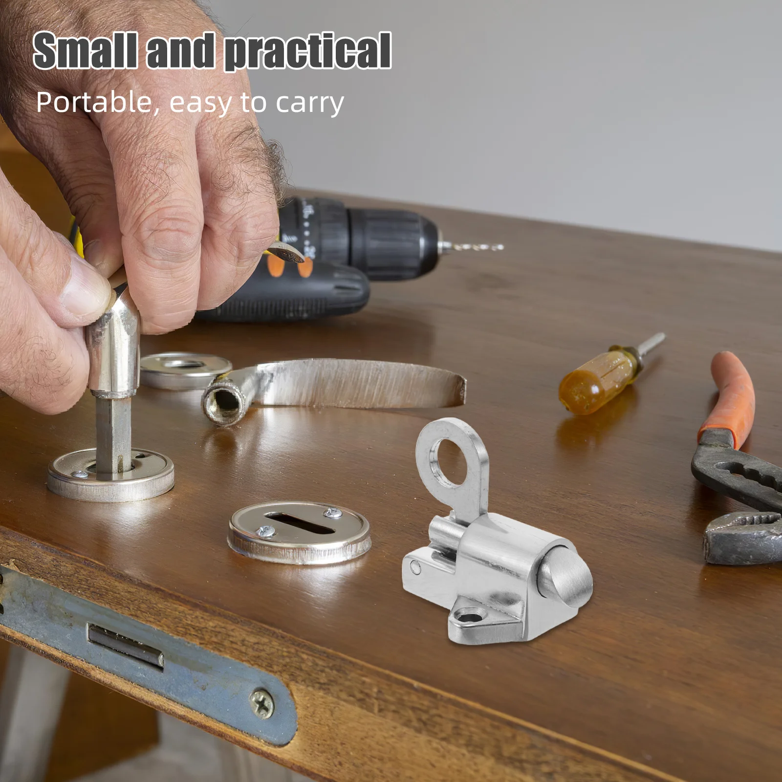 

2pcs Self-Closing Latch Bolt Zinc Alloy Spring Loaded Door Lock Automatic Security Gate Attic Bedroom Door Bolt - Pull Ring