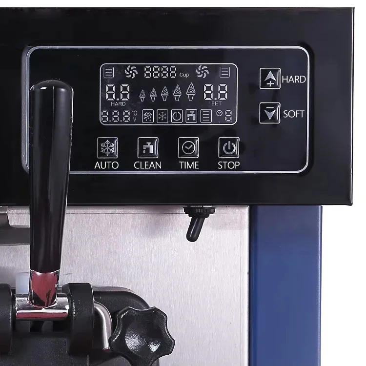 Fully automatic ready-made ice cream cone machine - Desktop three-color soft ice cream machine - Refrigerated vertical type