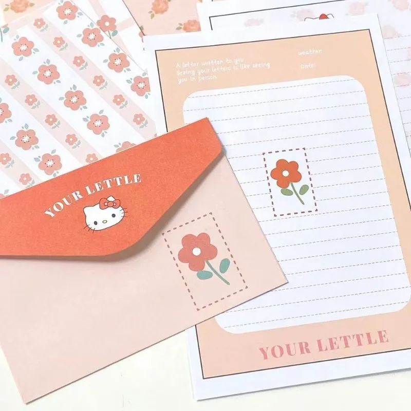 Romantic Hello Kitty Cartoon Stationery Set, 8pc/lot, Including 4 Envelopes and 4 Letter Papers, INS Love Letter Set Great Gift