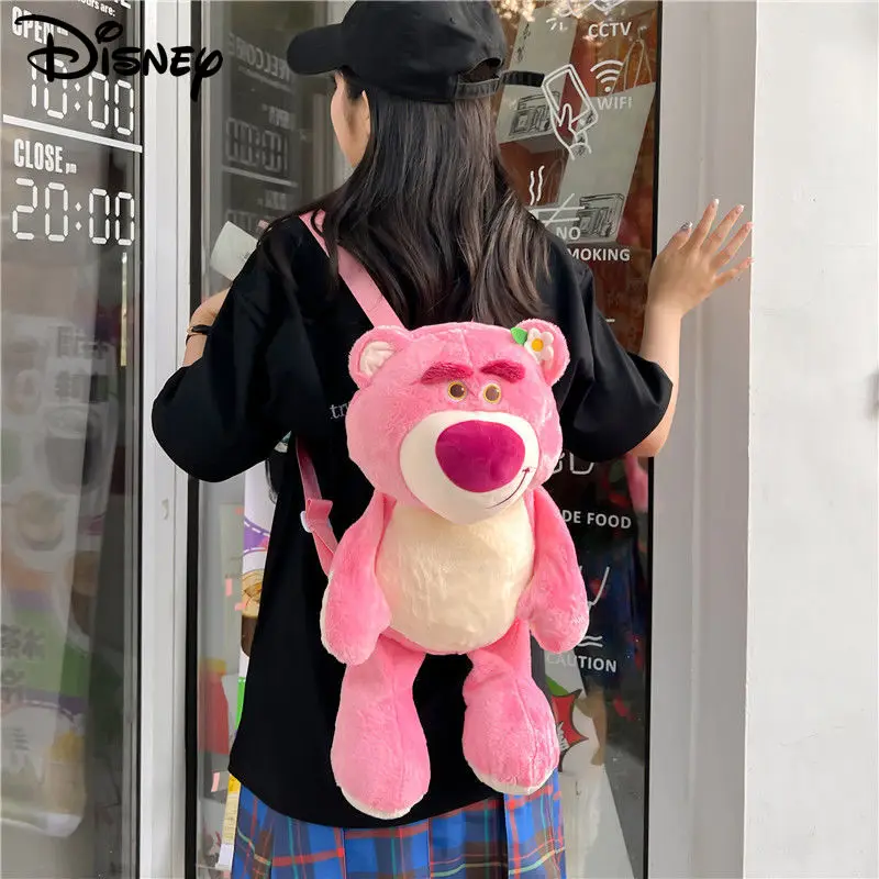 Disney Lotso Plush Doll Backpack Y2k Girl Cartoon Aesthetic Shoulder Bag For Sweet Girl Birthday Christmas Gift Cute Stuffed Toy