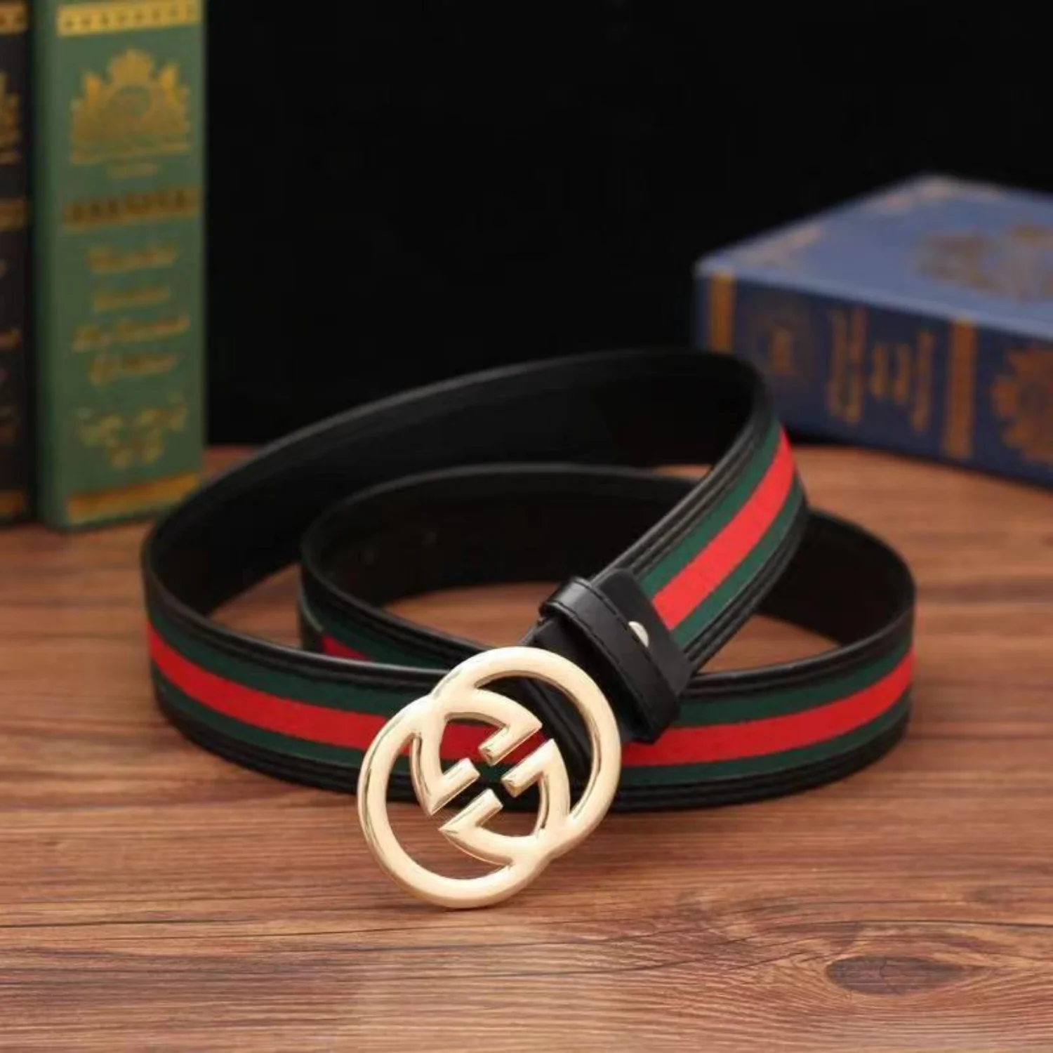 2026 New Edition - Limited Edition Designer Belt Fashion Trend Red and Green Stripe Design - Gift for Boyfriend/Girlfriend