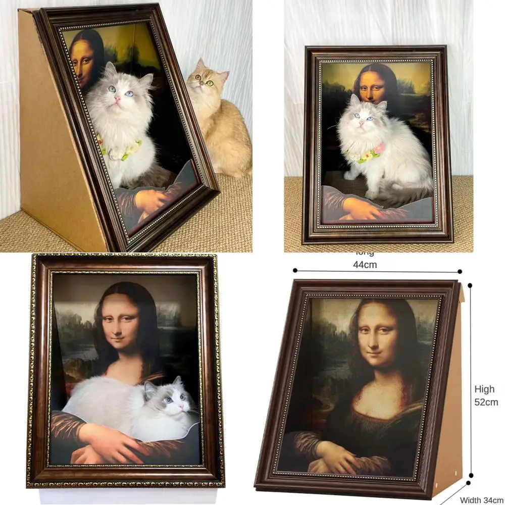 

Кровать для кошек Мона Лизы, дизайн с деревянным каркасом, размеры: 17x20,5x13,4 дюйма, подходит для маленьких и средних кошек, для домашних кошек