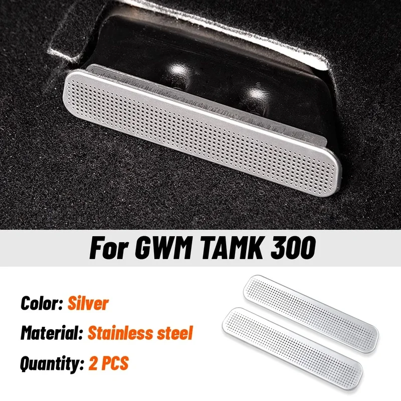 For GWM TANK 300 2pcs Car Air Vent Covers Air Conditioner Duct Outlet Exhaust Dustproof Seat Stainless Steel Auto Accessories