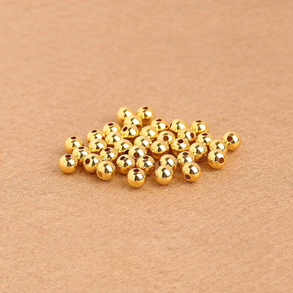 

300Pcs 14K Gold Plated Copper Beads Loose Round Unique Spacer Beads DIY Jewelry Crafting Supplies Lightweight for Bracelets
