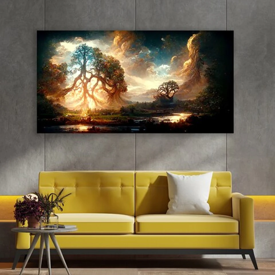 Huge Tree of Life Diy Diamond Painting Kits Diamond Art Full Drill Mosaic Yggdrasil Abstract Tree Norse Mythology Home Decor