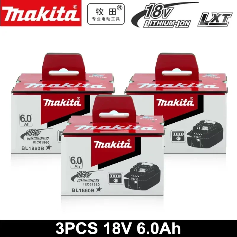 100% originele Makita oplaadbare accu voor elektrisch gereedschap, vervangbare LED lithium-ion, 18V6,0Ah LXT BL1860B - afbeelding 1