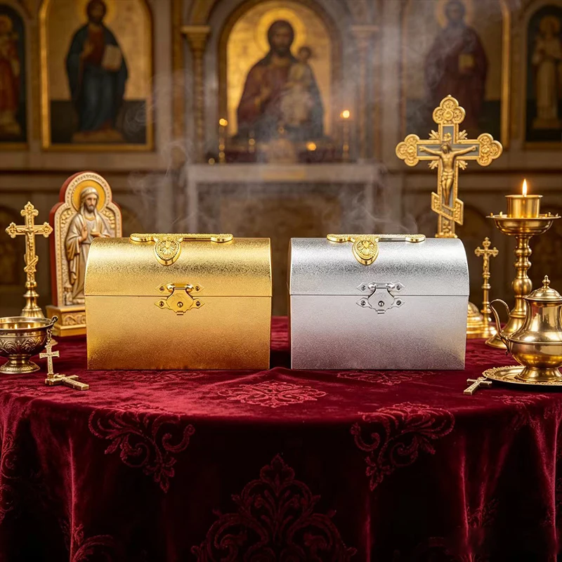 Orthodox Reliquary Box Gold Silver Altar Chest Catholic Church Relic Storage Liturgical Treasure Byzantine Christian Gift