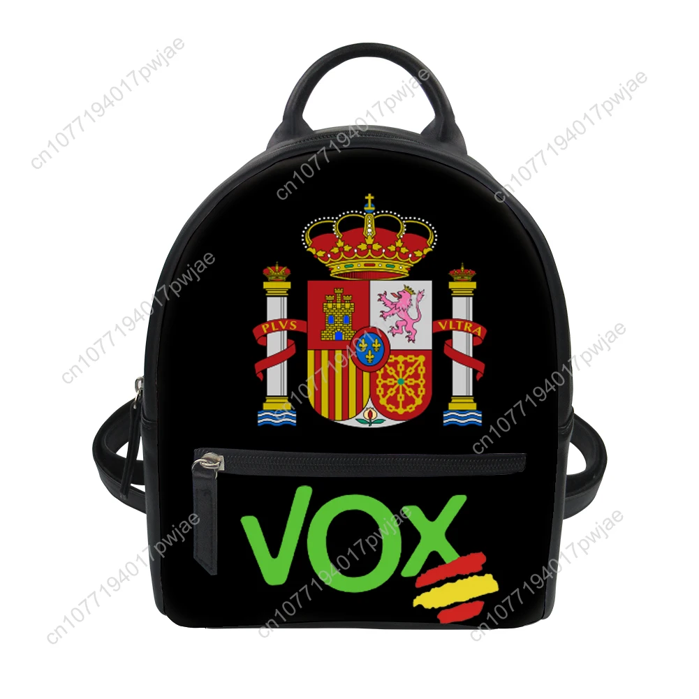 Spanish National Emblem Vox Custom Backpack Purse Carter Schoolbags Double Shoulder Bag Mini Daypack Leather Travel Bag