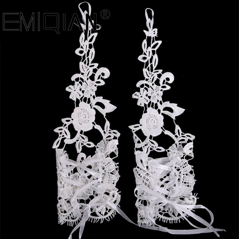 Ivory Short Wedding Gloves Fingerless Bridal for Women Bride Lace Luva De Noiva Accessories