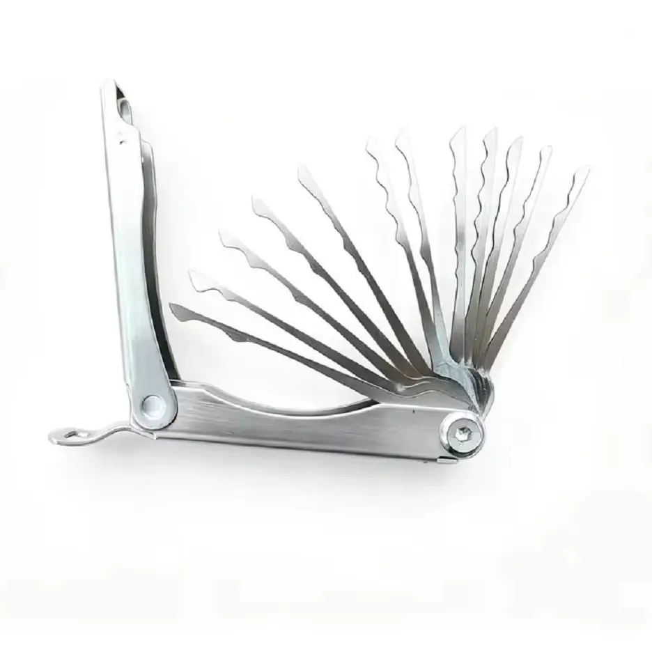 11pcs Folding Wave Brush Set Civil Lock All-Steel Tool Set for Locksmith Supplies Repair Tools