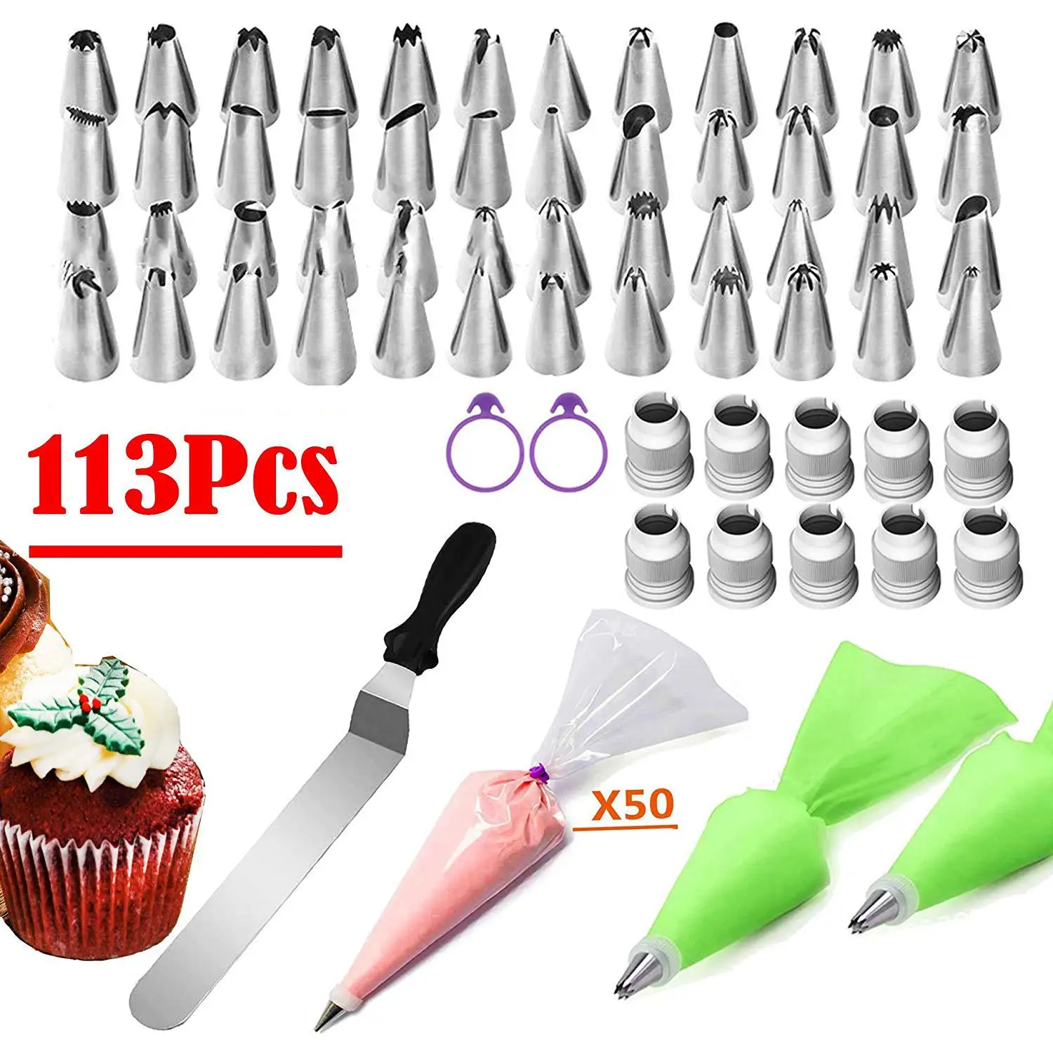 

113pcs Cake Turntable Kit Pastry Cake Decorating Supplies Sets Baking Tools Accessories Rotating Stand Cream Nozzles For Fondant
