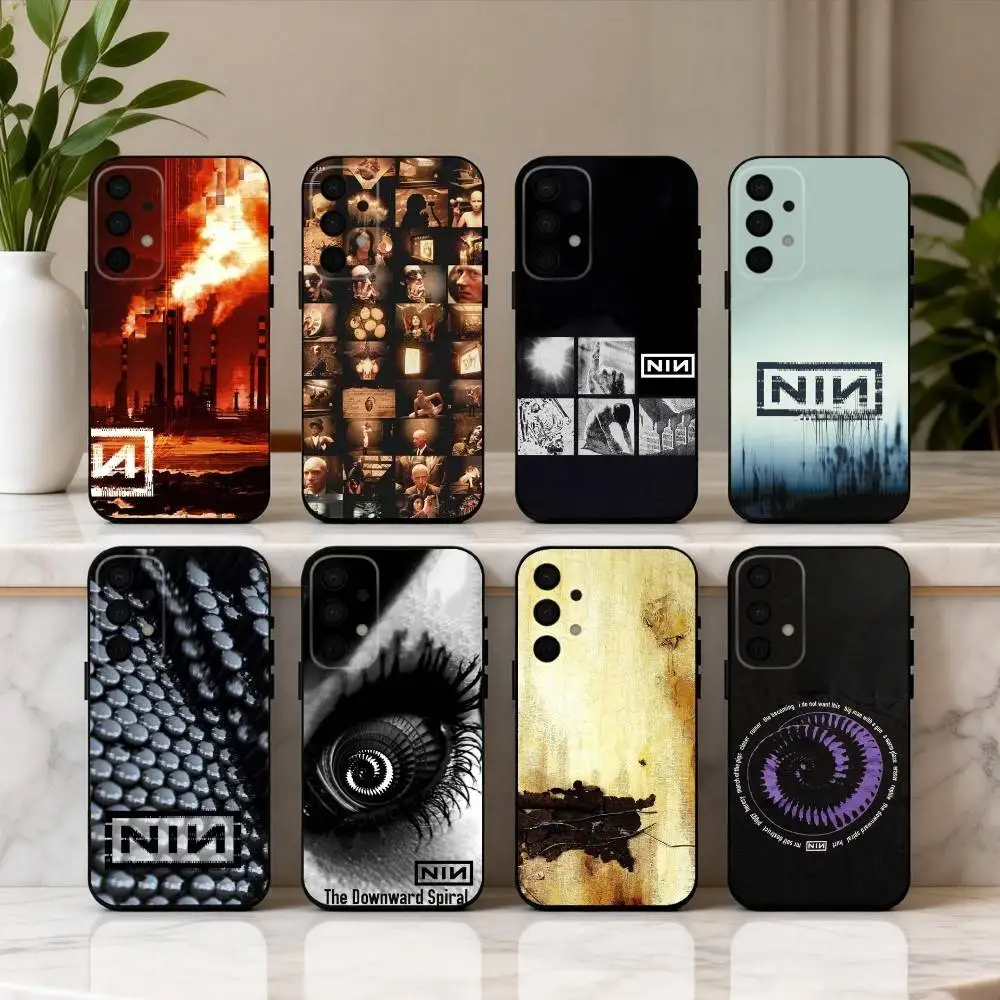

N-Nine I-Inch T-The D-Downward S-Spiral Phone Case For Samsung Galaxy A73,A72,A71,A70,A53,A52,A51,Soft Silicone Black Cover