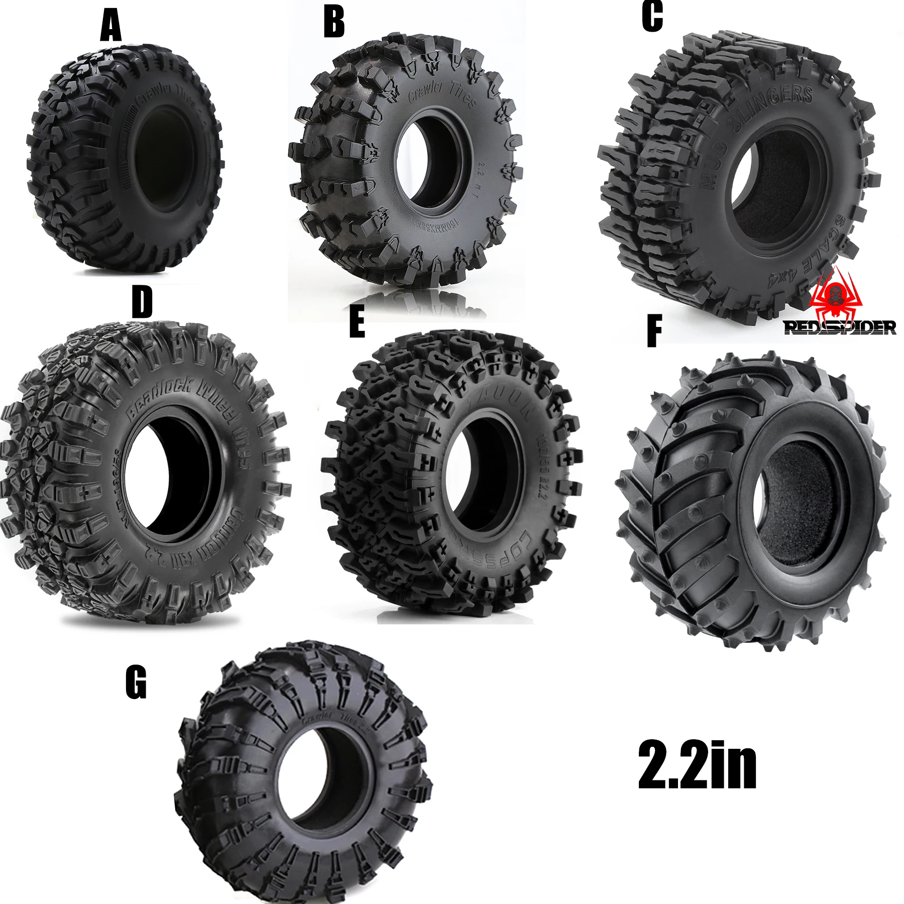 4 قطعة 1.9 ''/2.2'' المطاط الزاحف الإطارات ل 1/10 TRX4 TRX6 محوري SCX10 I II III 90046 AXI03007 Redcat GEN7 GEN8 RC4WD D90