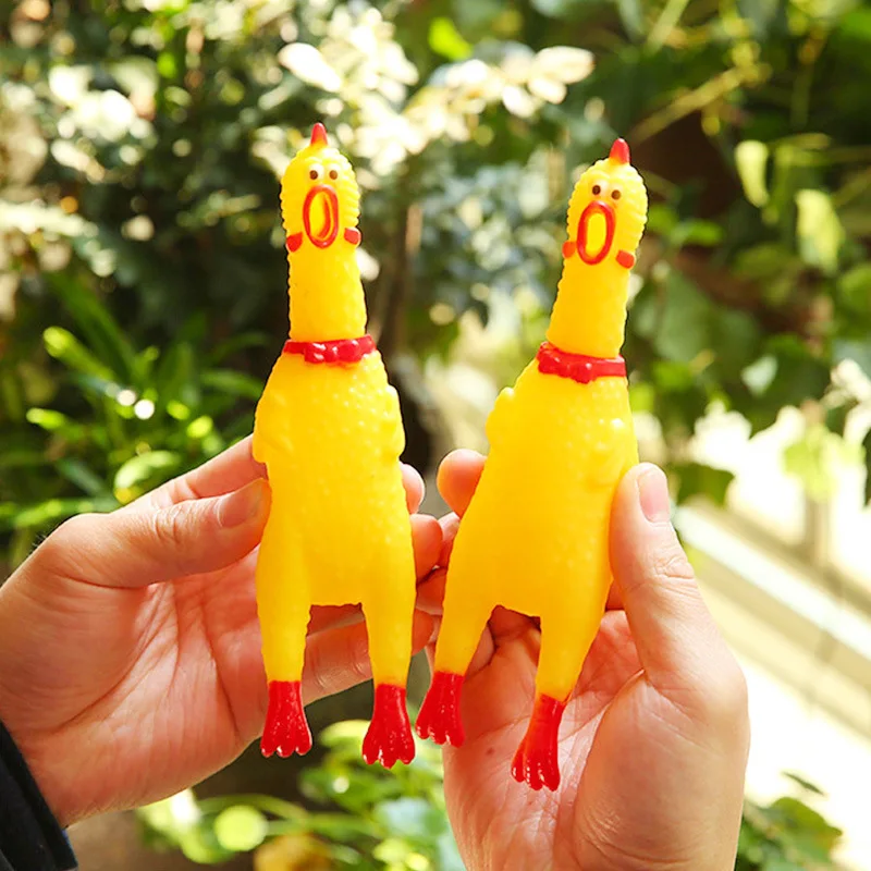 Fashion Pets Dog Squeak Toys Screaming Chicken Squeeze Sound Toy For Dogs Super Durable Funny Yellow Rubber Chicken Dog Chew Toy