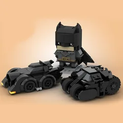 Moc Q version square figure model Dark Knight + Batmobile puzzle boy assemblato Batman ornamenti desktop per bambini giocattoli regali