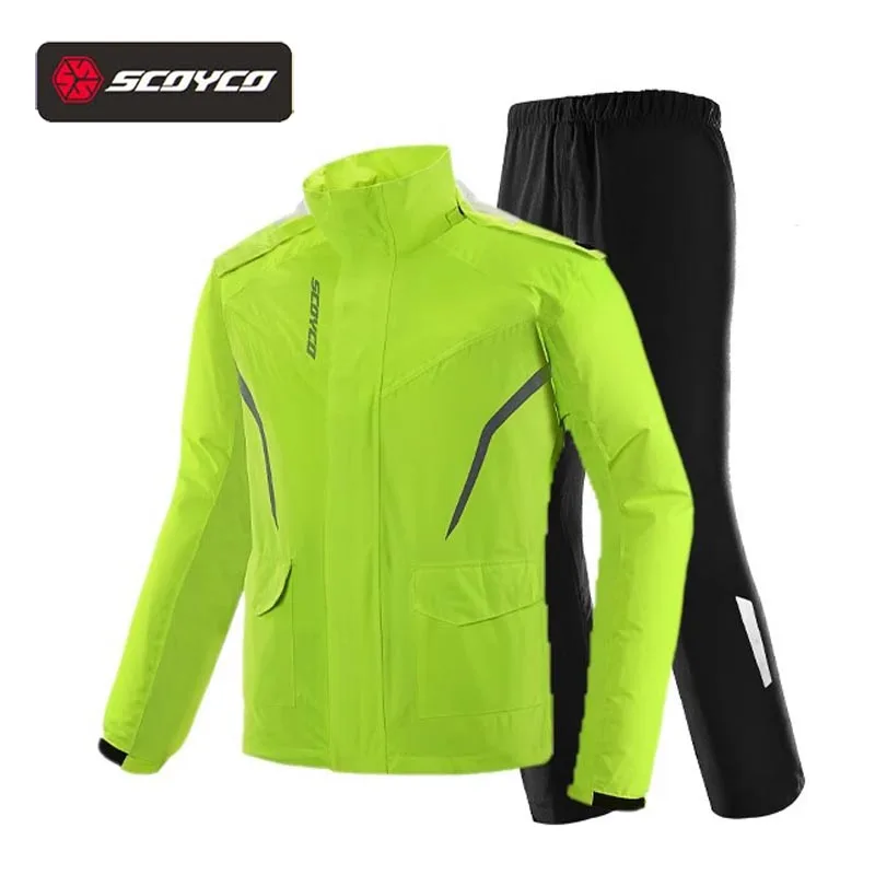 SCOYCO high waterproof Electric Motorcycle Raincoat Suit Lightweight motocross rainproof motobike Slicker Scooter rainwear