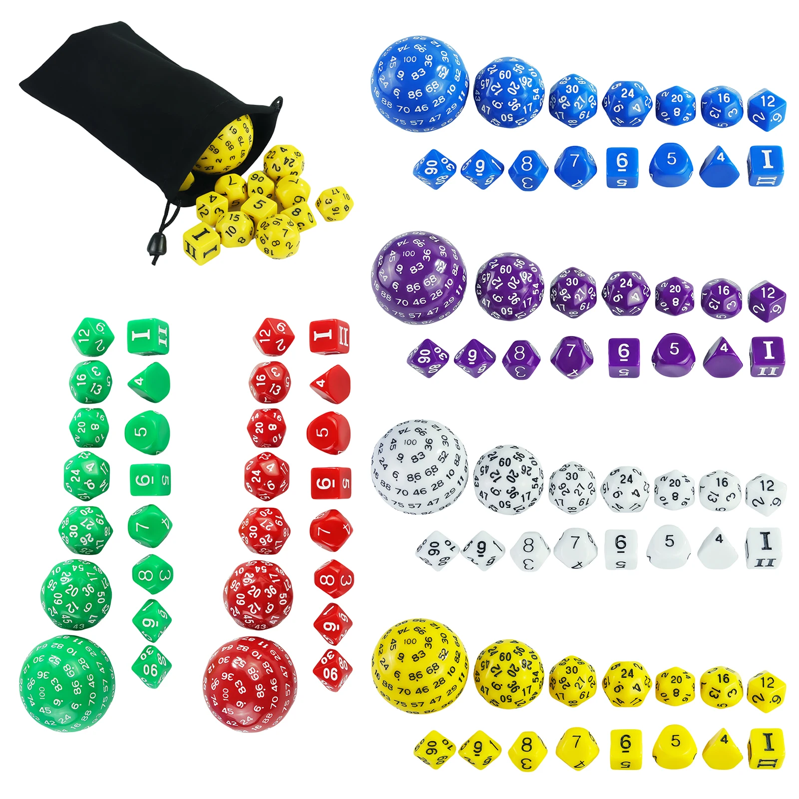 

DND Dice Set 15pcs/set Polyhedral D4-D100 Dice Board Game Dice with Bag for DND Role-playing Card Game