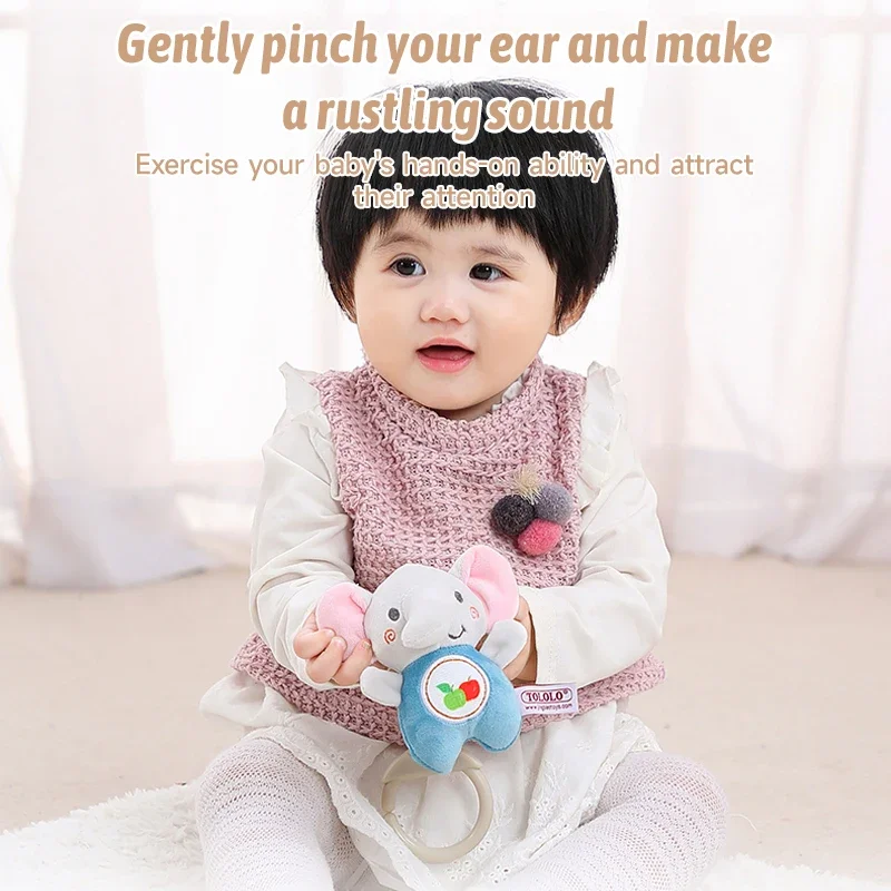 سرير بيبي معلق برباط خشخيشات الهواتف المحمولة الكرتون الحيوان جرس لعب الأطفال التعليم المبكر التفاعل الحسي ألعاب من نسيج مخملي هدية #5