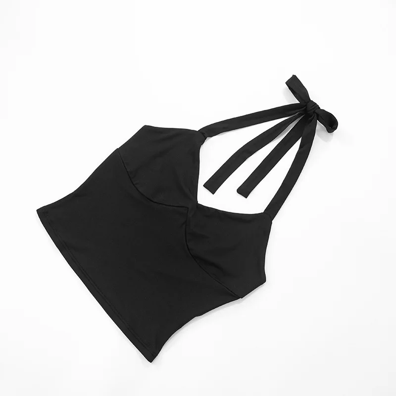 Frauen Solide 2-teiliges Set Sommer Trainingsanzüge Sexy Lace Up Halter Backless Tank Crop Tops + Dünne Knielange Hosen Fitness anzüge