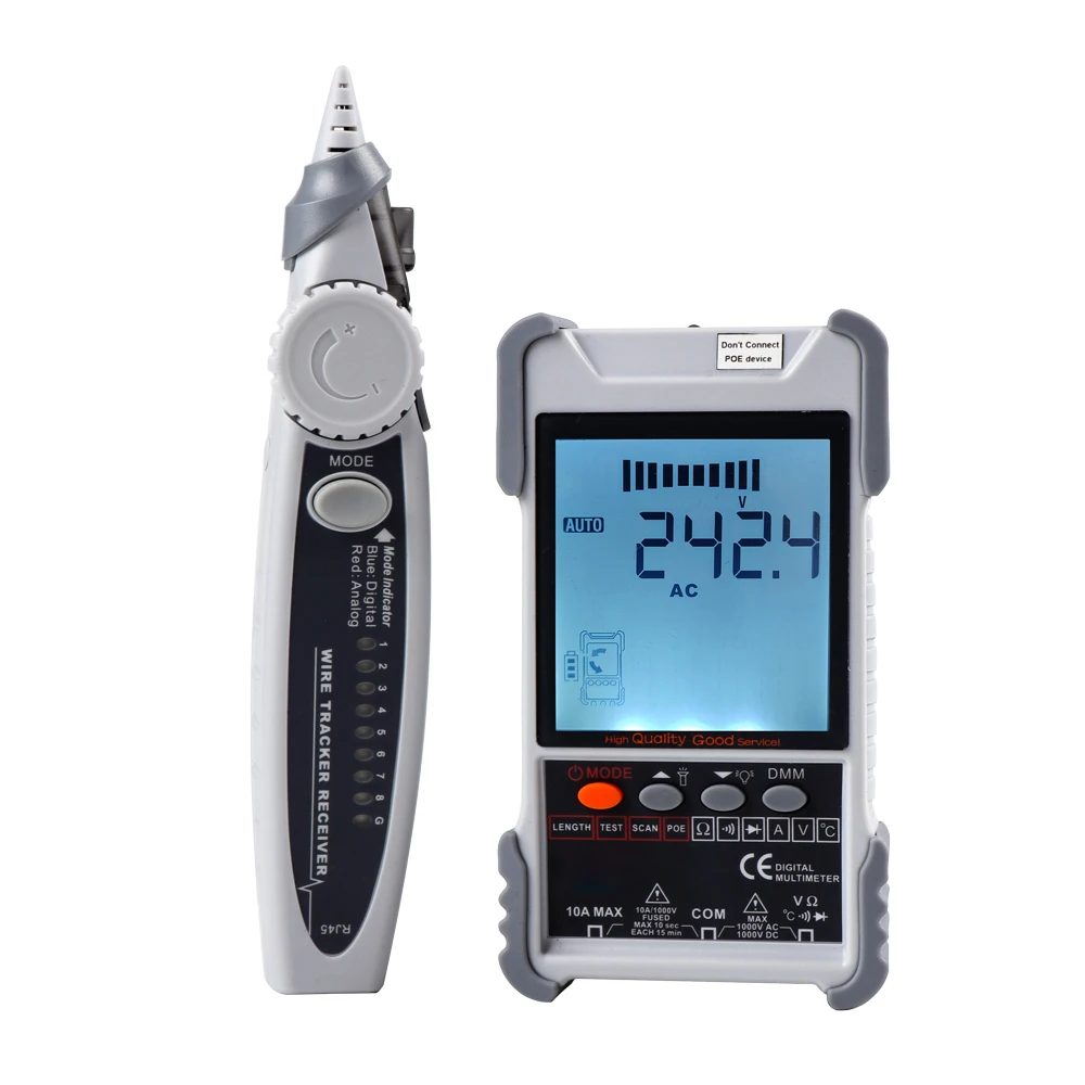 

ET616 ET618 2 in1 Network Cable Tester Multimeter with LCD Display Analogs Digital Search POE Pairing Wiremap Sensitivity Tester