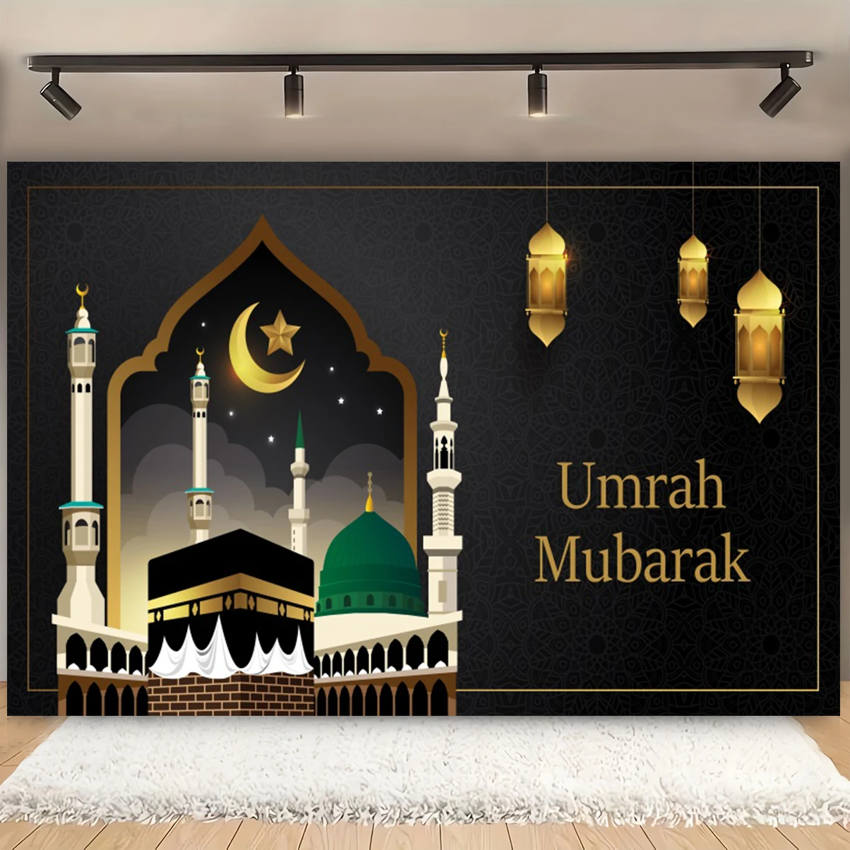 

Umrah Mubarak Photography Backdrops Hajj Mubarak Muslim Eid Mubarak Ramadan Islam Believer Kids Adults Portrait Backgrounds