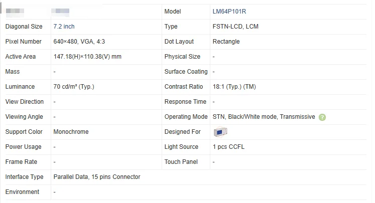 LM64P10 LM64P101 LM64P101R 100% original 7.2 inch LCD display panel 640 * 480