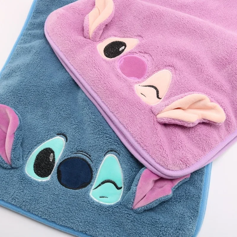 Cartoon Stitch Plush Bath Towel Cute Stitch Angel Quick Dry Hair Caps Soft Wrapped Hair Head Towel for Kids Christmas Gifts