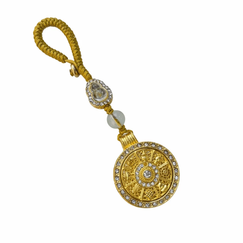 

Backpack Pendant Sand Gold Sunflower Keychain Rotatable Metal New Year Pendant Lucky Hanging Zodiac Key Ring Women