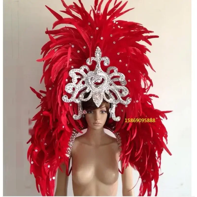 2025 requintado luxo carnaval abertura dança headwear chapéu de penas exagerar revel mostrar palco feminino