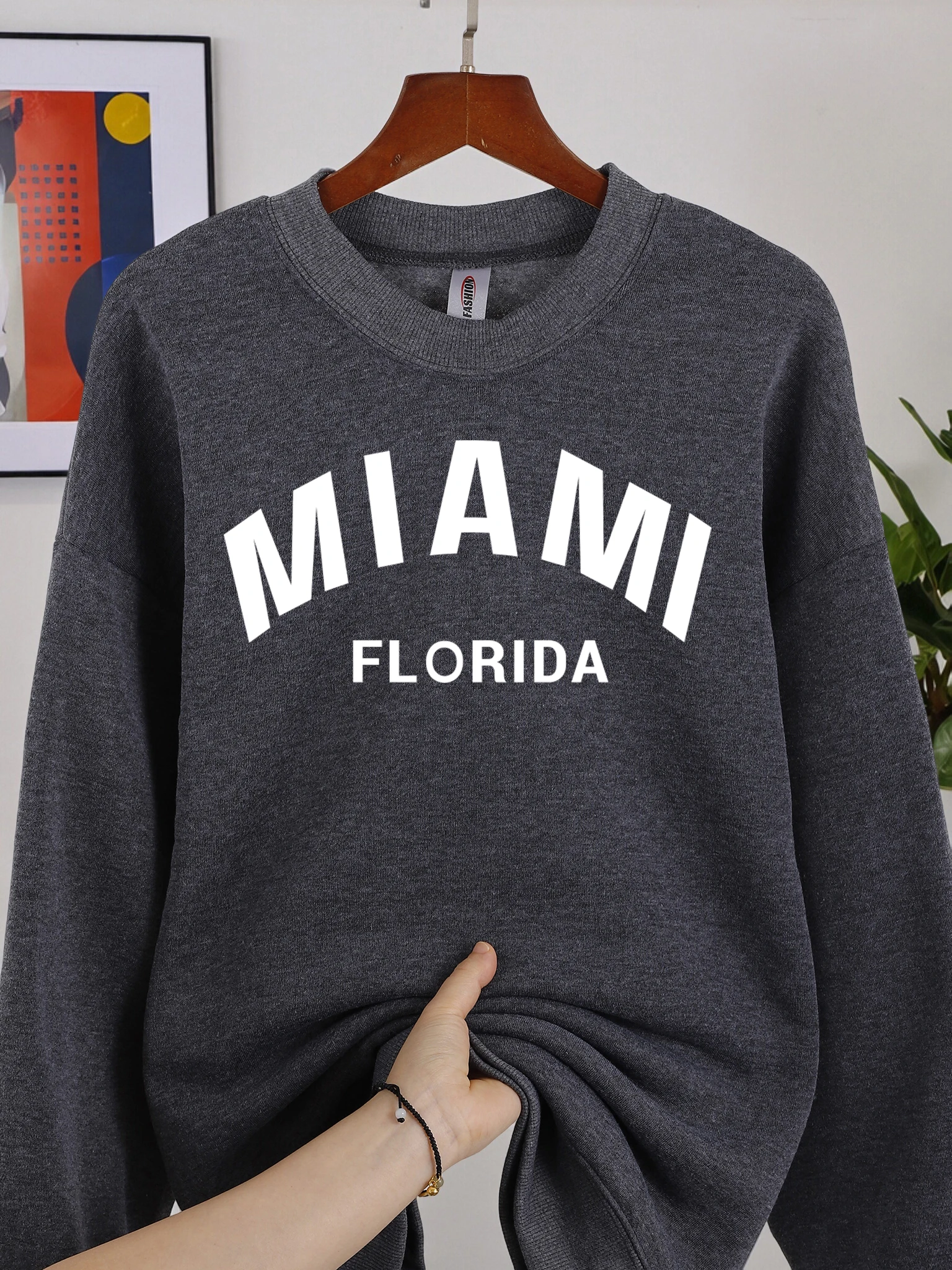 ميامي فلوريدا الولايات المتحدة الأمريكية الطباعة رجل البلوز فضفاض خمر البلوز الصوف أزياء طويلة الأكمام للجنسين الخريف ملابس رياضية دافئة #1