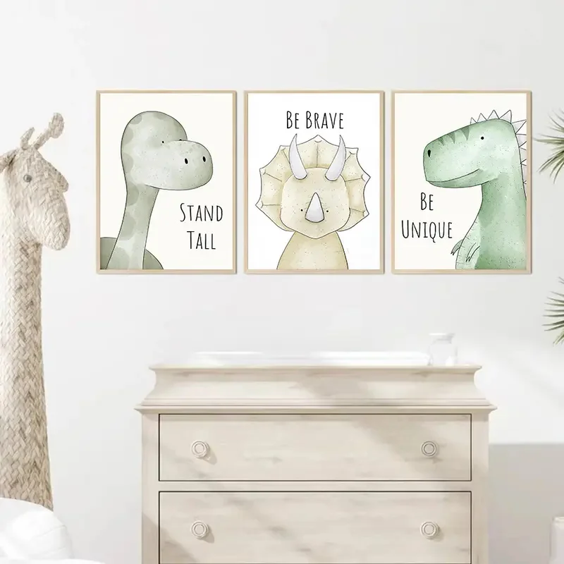 

3pcs Tyrannosaurus Rex Dinosaur Print Poster Canvas Posters Kids Room Cute Decor Home Hanging Canvas Painting Kid Room Decor