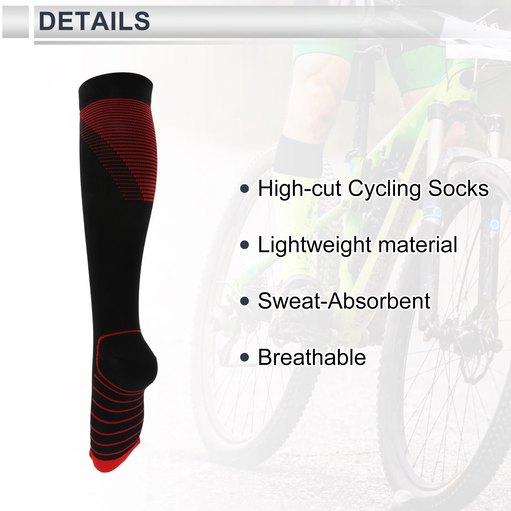 X Autohaux الدراجات الجوارب تنفس العرق ماصة دراجة خارجية الجوارب أحمر أسود حجم S-M 1 زوج شيفرون المشارب