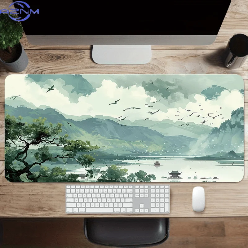 1pc a Mountain-Themed Mouse Pad Measuring  cm, Featuring a Non-Slip Extended Design with a Lake And Bird Motif, Ideal for Decora