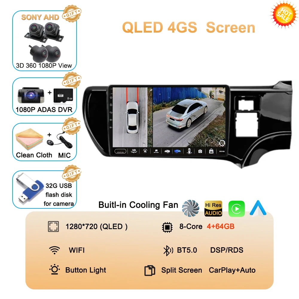 Android 16 For Toyota Aqua Prius C 2011-2017 Carplay 4G WIFI Car RadioNavigation GPS Multimedia Video Player 2Din DVD Stereo BT image 3