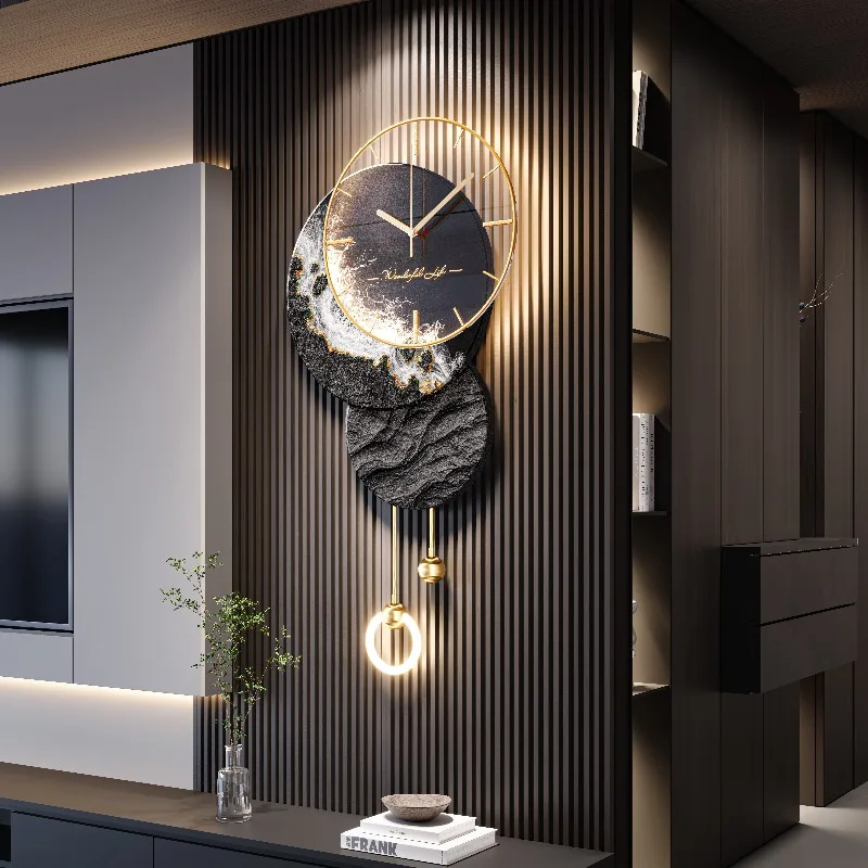 #Black Night Light Wall Clock Elegant Upgrade Living Room Digital Wall Clock Aesthetic Modern Horloge Murale Home Decor Items