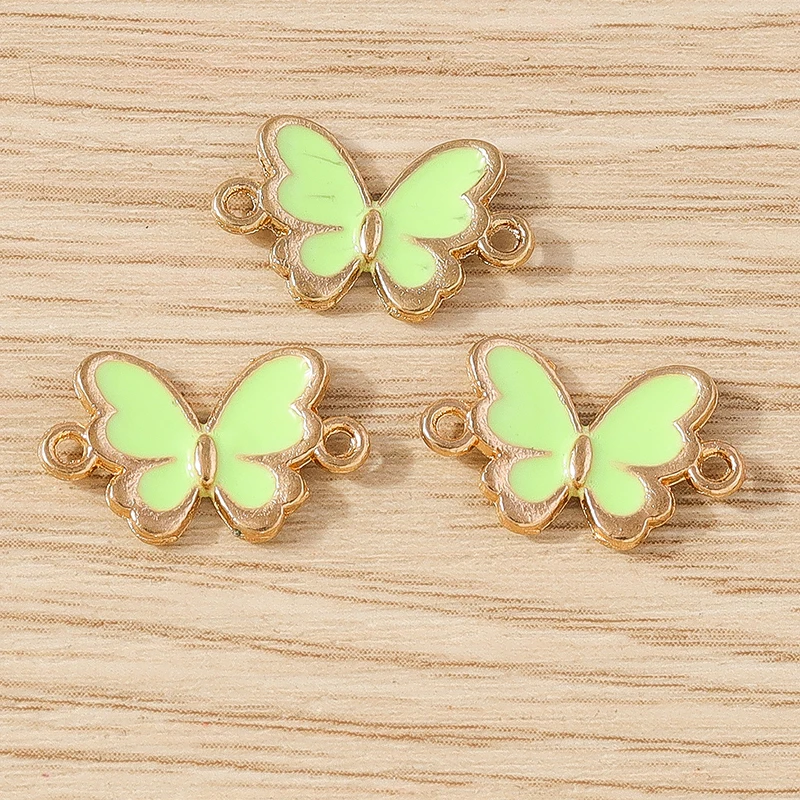10 Stück niedliche Mini-Emaille-Fliegen-Schmetterlings-Anhänger, Verbindungsstücke für die Schmuckherstellung, DIY, handgefertigte Armbänder, Halsketten, Bastelzubehör – Detail 15