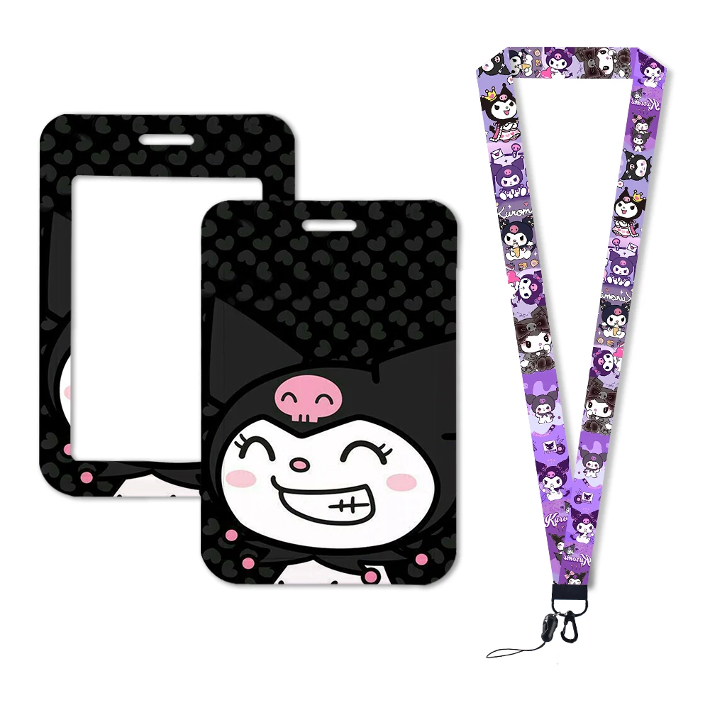 Sanrio Kuromi ID Card Holders Lanyards Girls Door Card Hanging Rope Badge Holder Neck Strap School Card Badge Small Gift