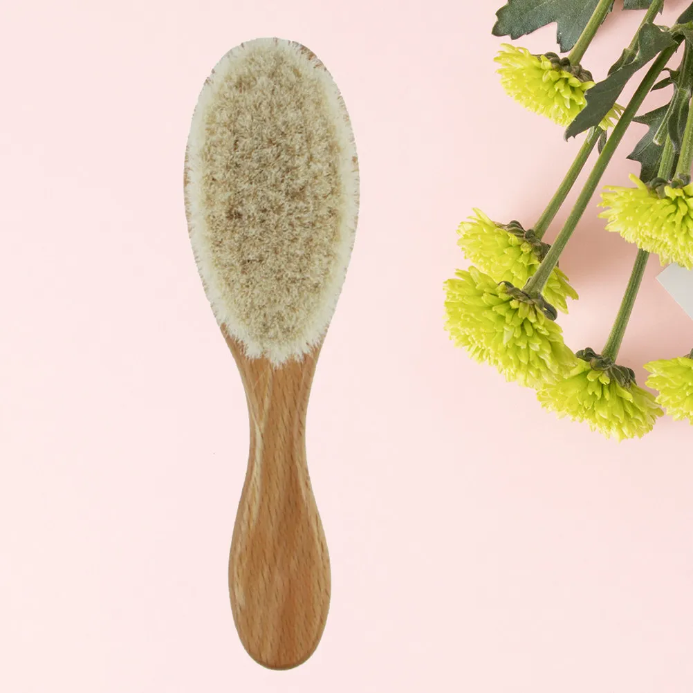 

Natural Wood Handle Dense Wool Brush for Men Beard Mustache Grooming Cleaning Residue Comfort Softener Moisturizer Oil