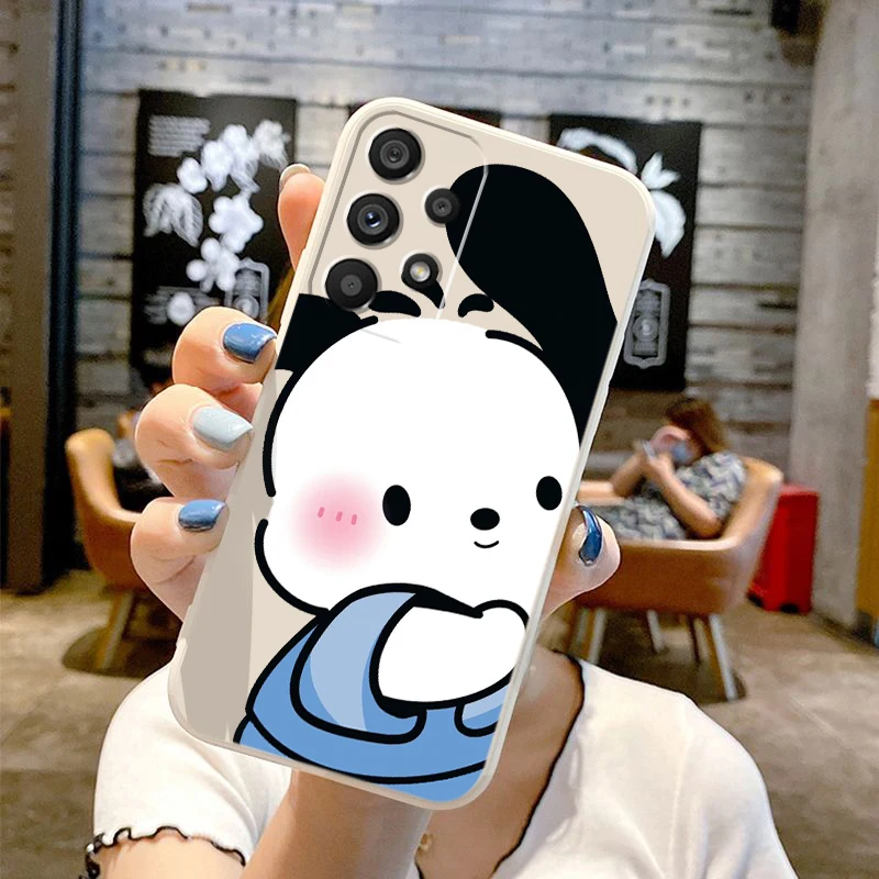 Pacha Dog Sanrio Cartoon Cute Liquid Left Rope For Samsung Note 20 10 A54 A31 A14 A03 A22 A34 A04 A24 Ultra Plus 5G Cover