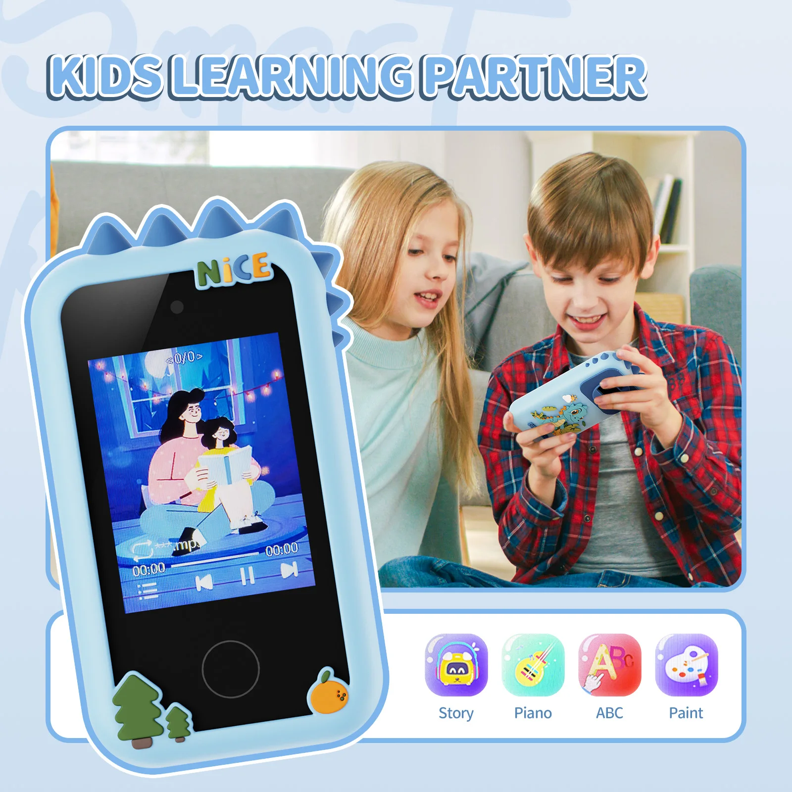 2026 Kids Smart Toy Phone Toddler Educational Dual Camera Music Player Anti-Drop Christmas/Birthday Gift fun games toddler phone