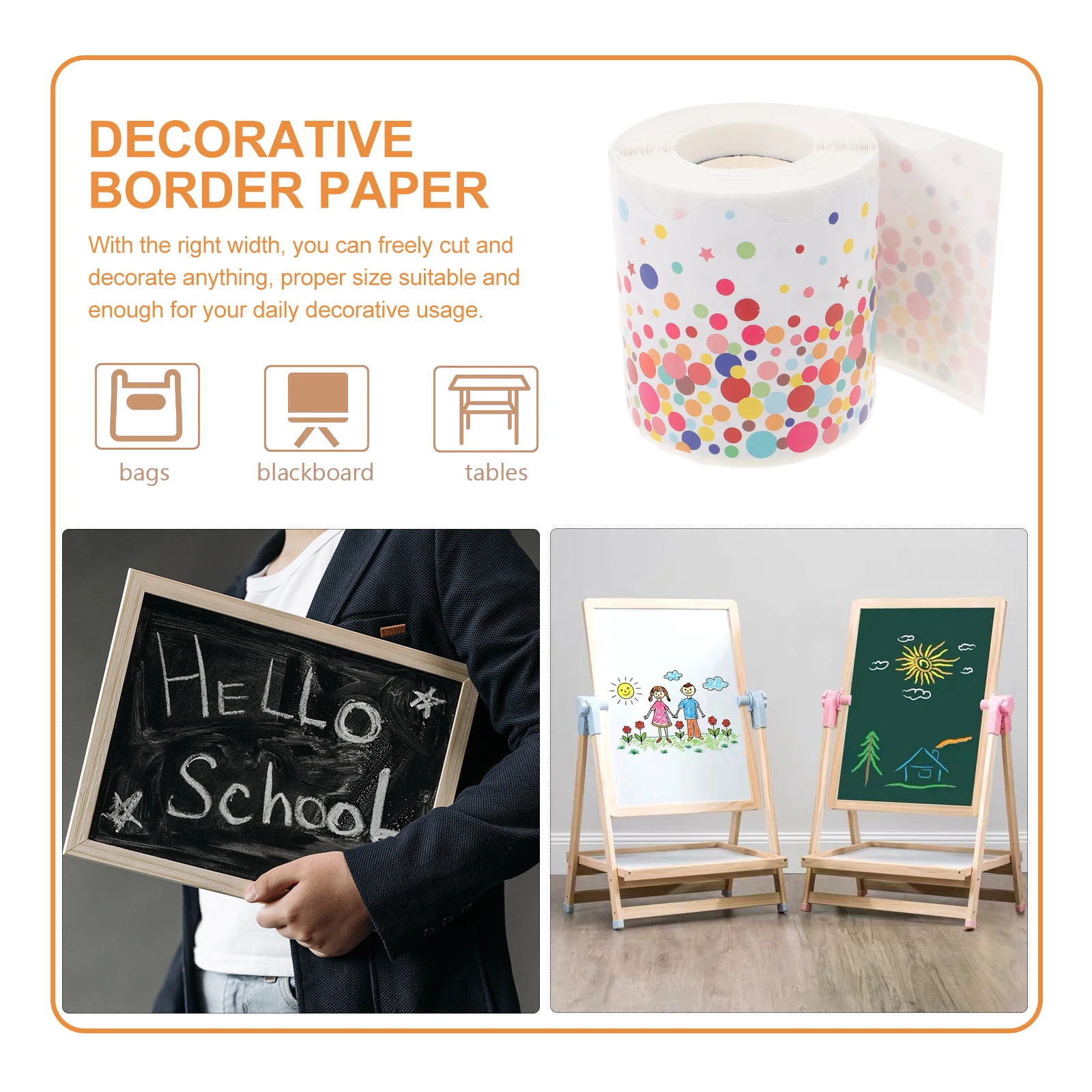 ملصق ذو حافة متموجة، ملصقات نشرة حدود السبورة لتزيين حدود السبورات النقطية