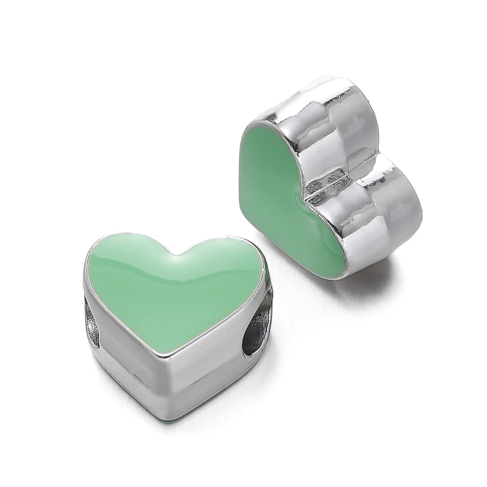 5 teile/los Bunte CCB Herz Perlen Großes Loch Spacer Lose Perlen für Armband Halskette Schmuck Machen Zubehör Liefert