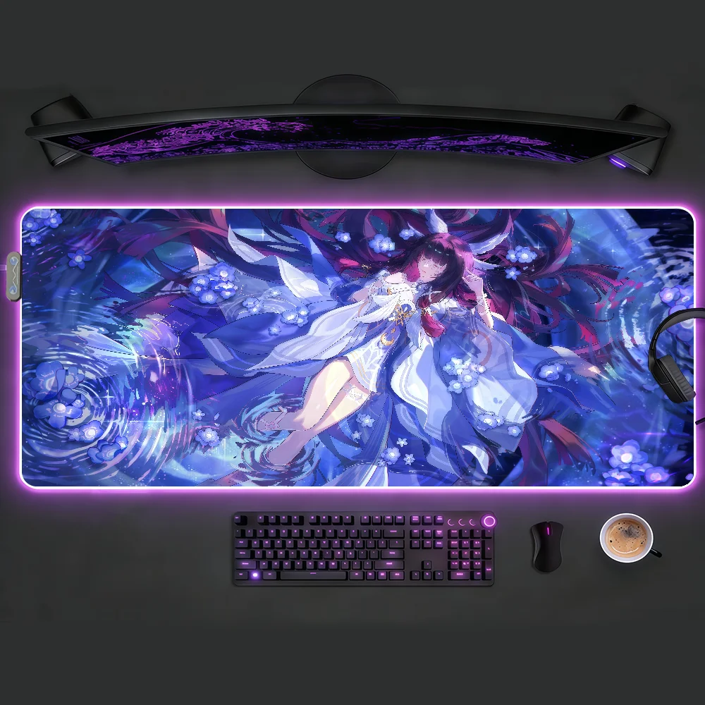 Genshin Impact Columbina Hyposelenia Mouse Pad RGB LED Anti-slip Desk Mat Gaming Accessories Large Computer Gamer Keyboard Mat