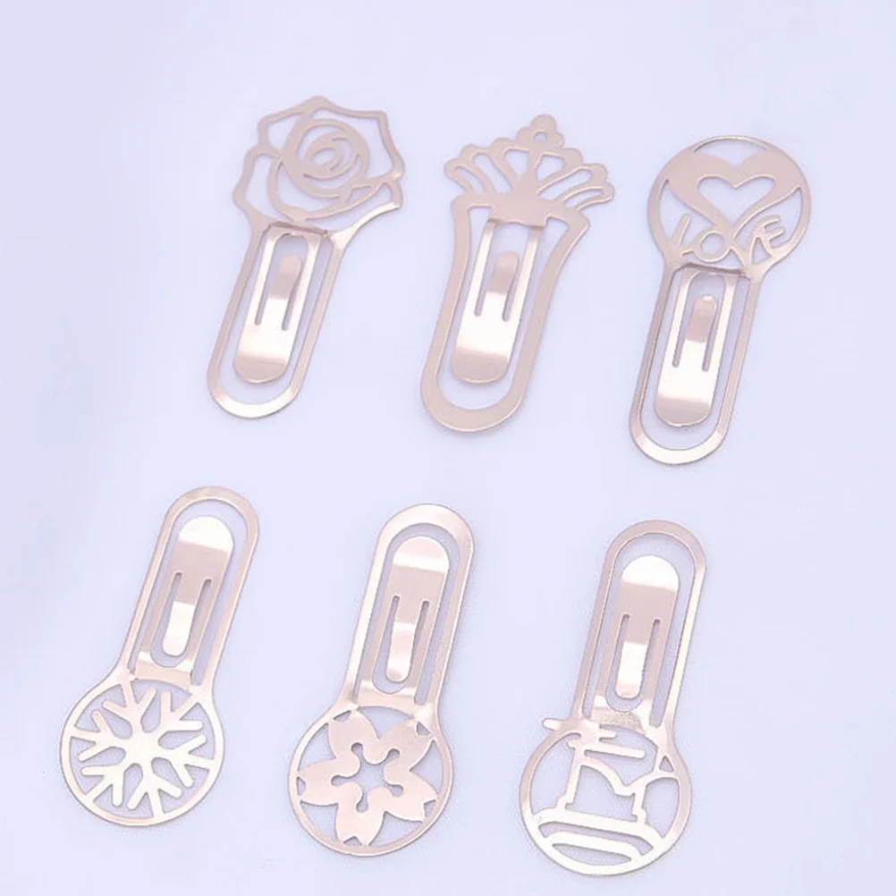 6pcs Metal Bookmarks Classical Page Markers For Reading Book Clips Portable School Office Home Use Decorative Bookmark Students