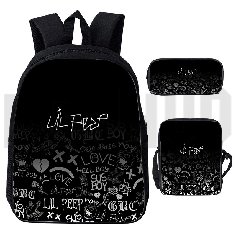 Casual Anime Rapper Lil Peep Mochilas para escola, adolescentes, meninas, estudantes, bolsa de viagem para laptop, mochila feminina, 3 pcs por conjunto