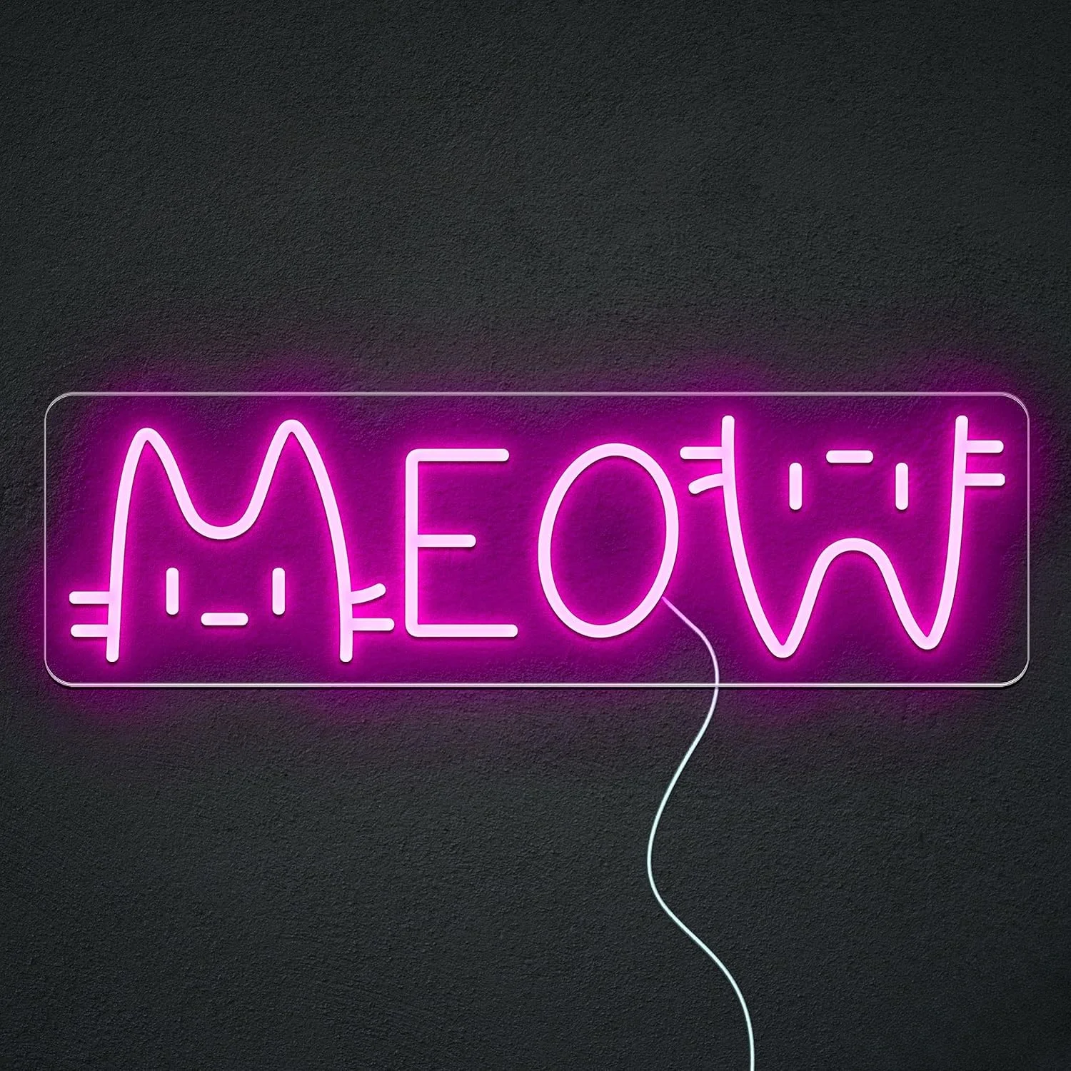 

Неоновая вывеска в виде кошки Meow, ярко-розовая неоновая Наклейка на стену, украшение для комнаты в виде кошки, вывеска для девушки, спальни, домашний декор, подарок для хозяина кошки
