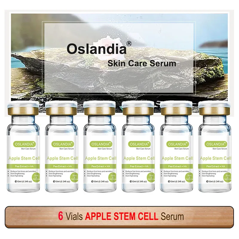 Oslandia Apple Stem Cell Pea Extract HA Rejuvenation Facial Skin Care Serum Whitening Antiwrinkle Face Essence 10mlx12 Vials/Box